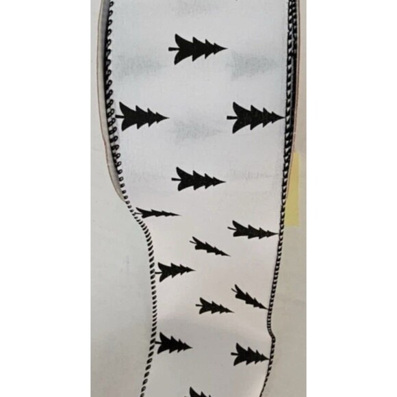 Hobby Lobby Other - Black & White Wired Ribbon Black Trees & Edge 2.5" x 30 Feet Polyester Winter
